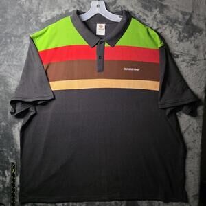Vintage Burger King Shirt 5XL Black Striped Polo Work Uniform